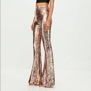 BRAND NEW! Rose gold sequin flare pants