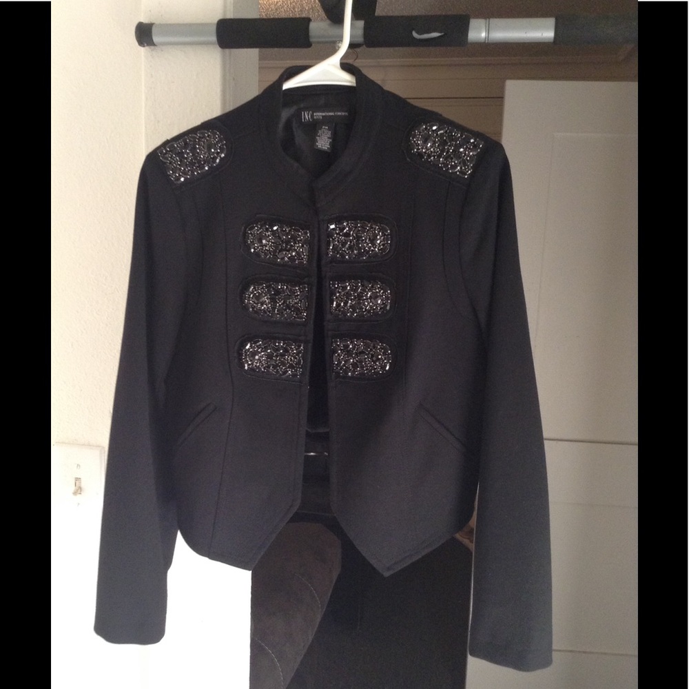 I.N.C Princess Cut Bejeweled Blazer