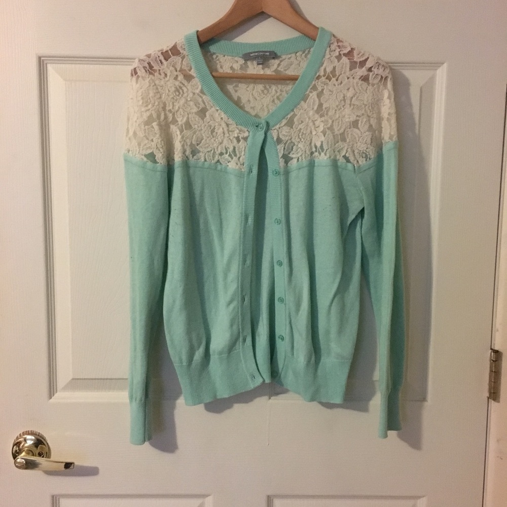 Mint Lace Detail Cardigan