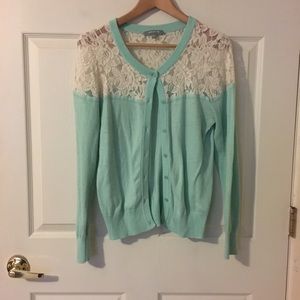 Mint Lace Detail Cardigan