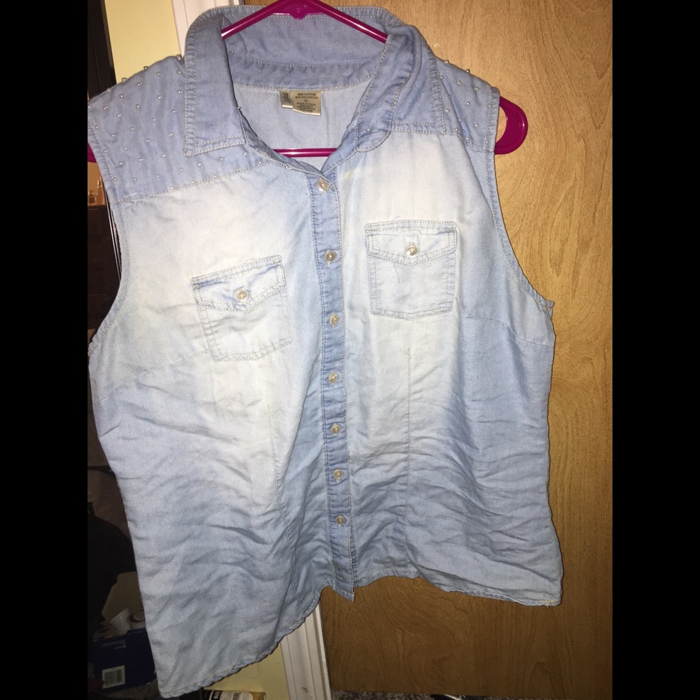 Denim button down tank