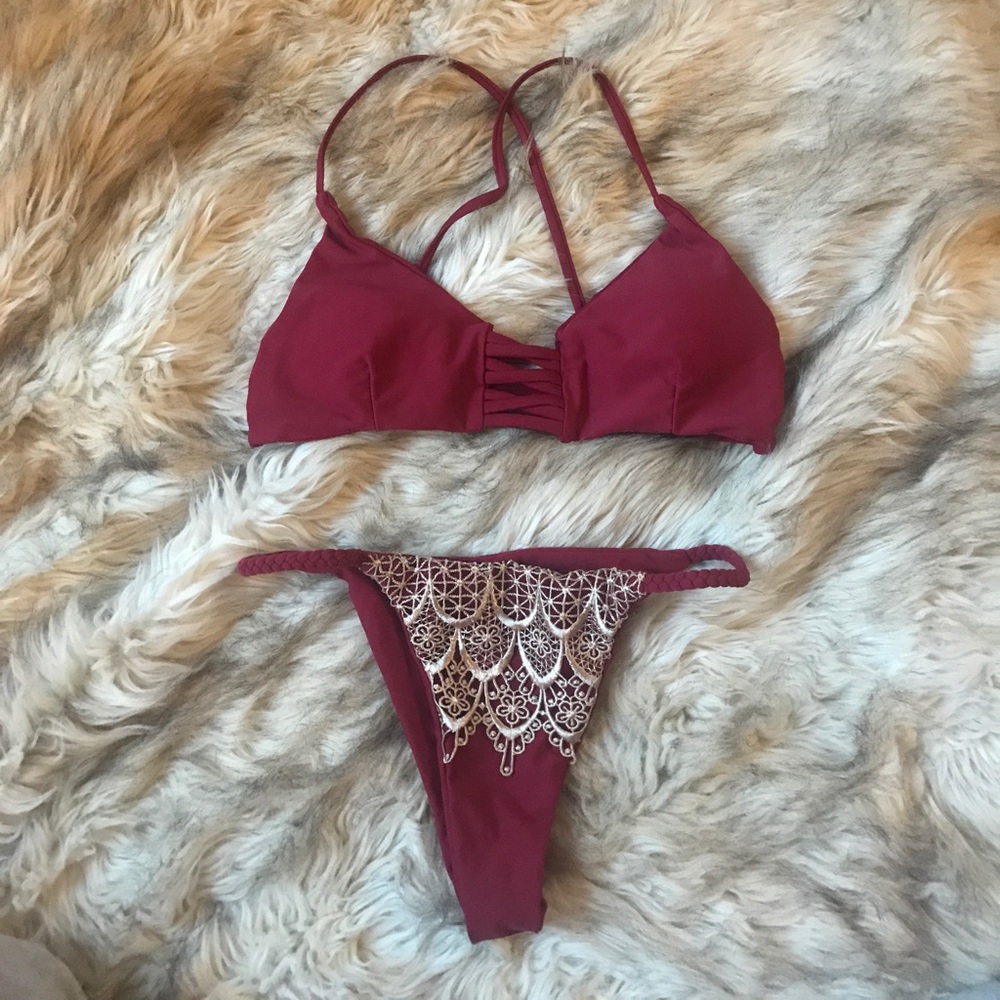 Wine red bikini!