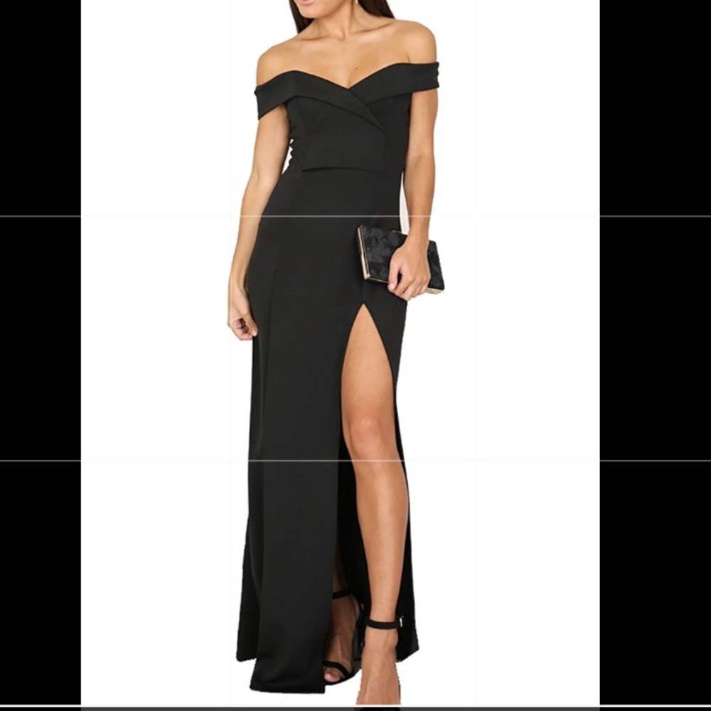 Off shoulder evening gown