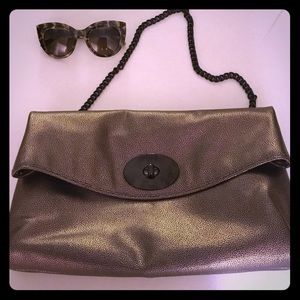 Make Offer nwt Leather Coach bag clutch metallic