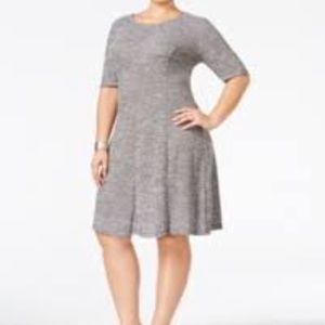 Plus Size, Gray, Knit A-Line Dress