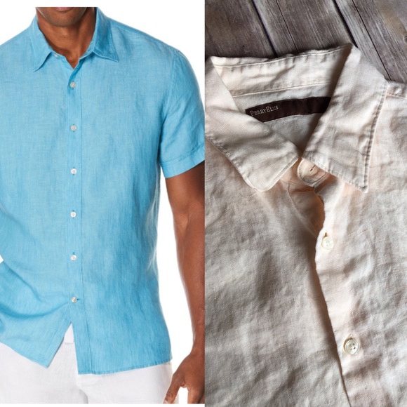 Perry Ellis Other - Resort wear🏝 Peach linen shirt