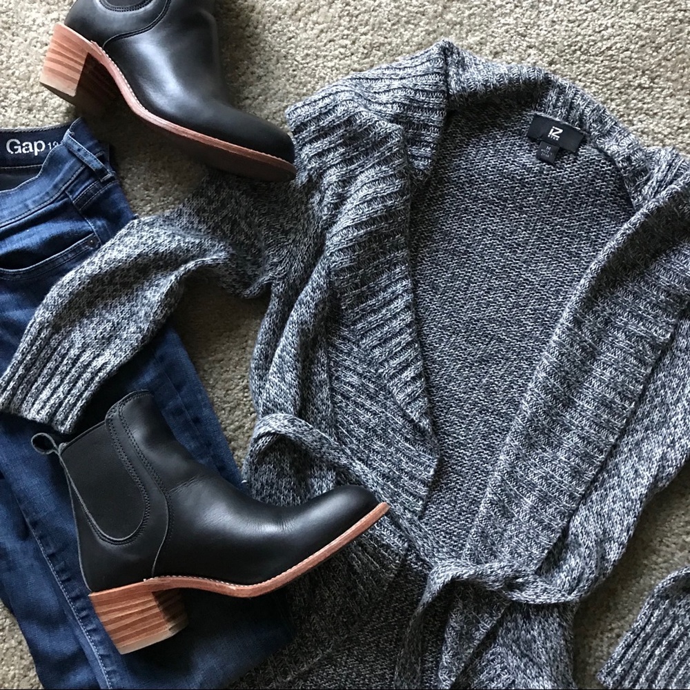 Soft tie waist cardigan - šFALLš - grey - Picture 2 of 2