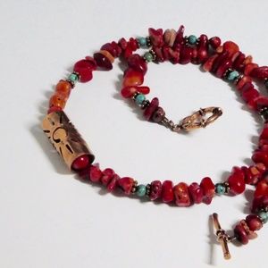 Copper Sun Red Chip Turquoise Necklace