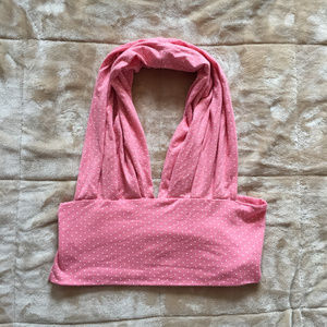 Pink and White Polka Dot Plunging Backless Top