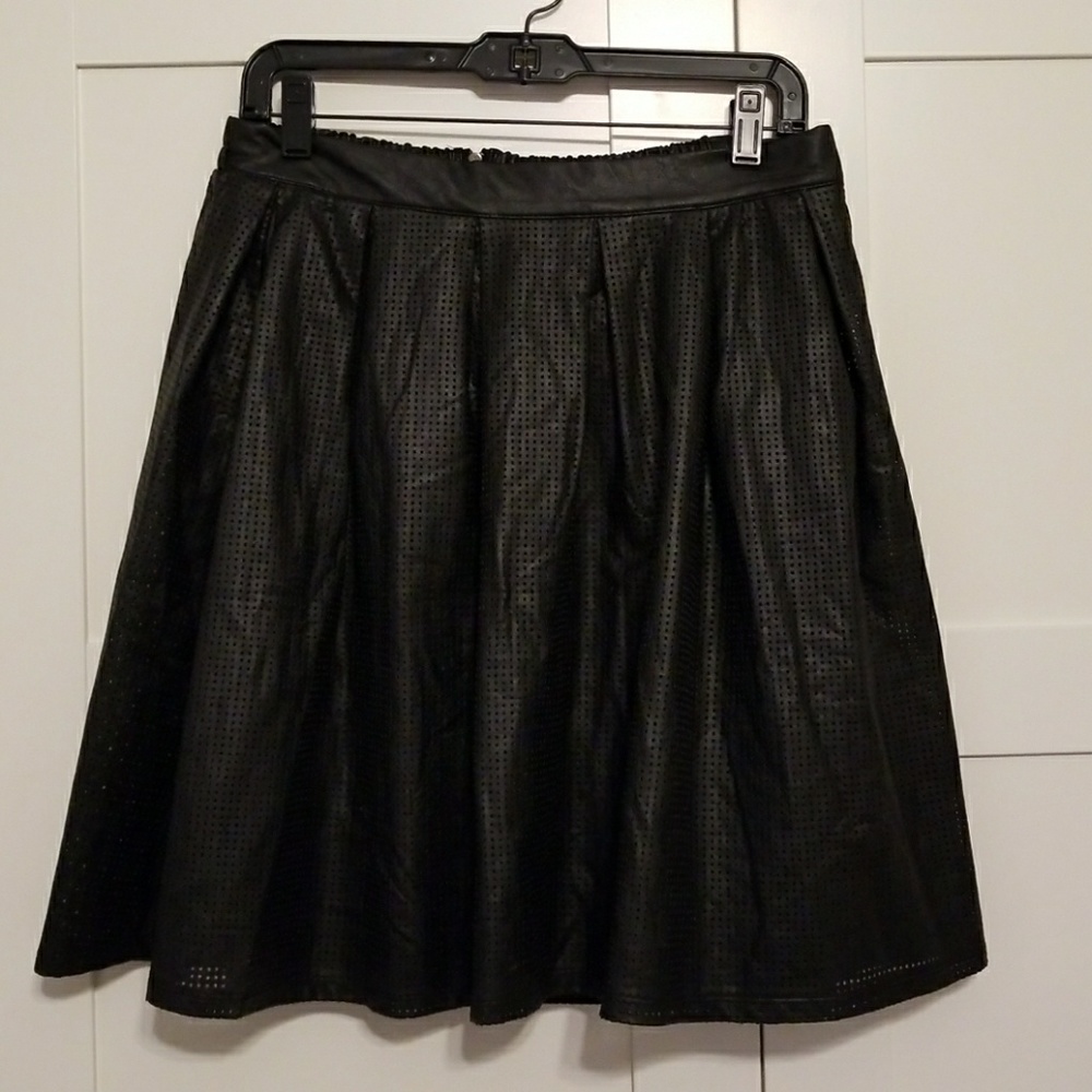 Fun black faux leather skirt
