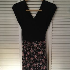 Black and floral open back dress