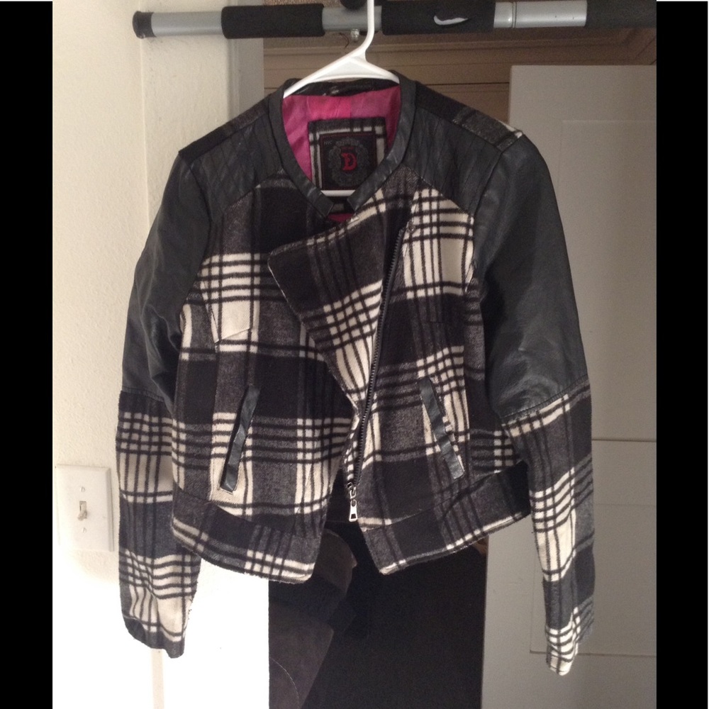 Leather Jacket w/Plaid Suede