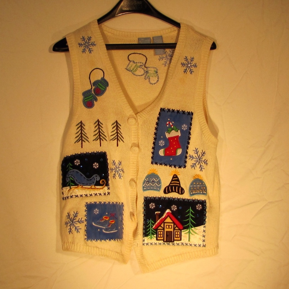 Small White “Ugly” Christmas Sweater Vest