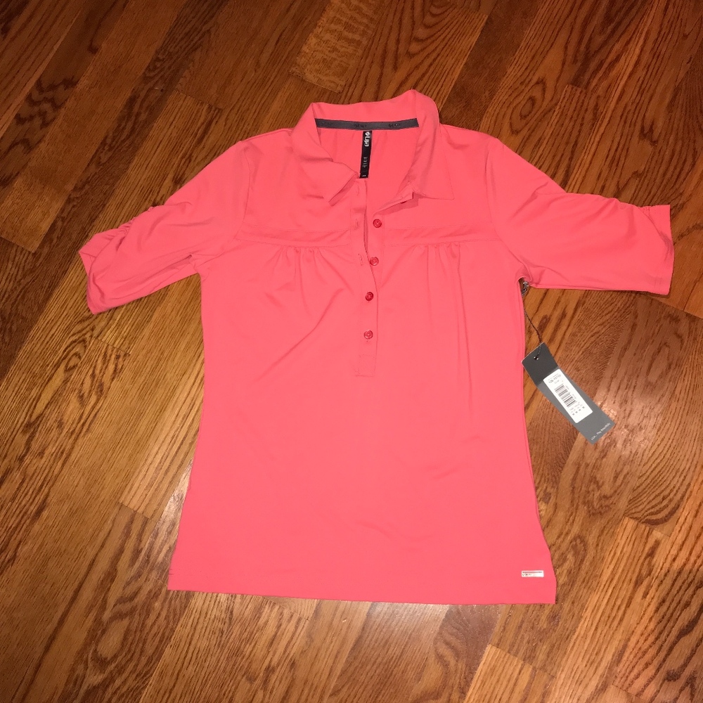 NWT! LIJA Ladies Polo top in coral