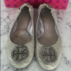 Snakeskin Tory Flats
