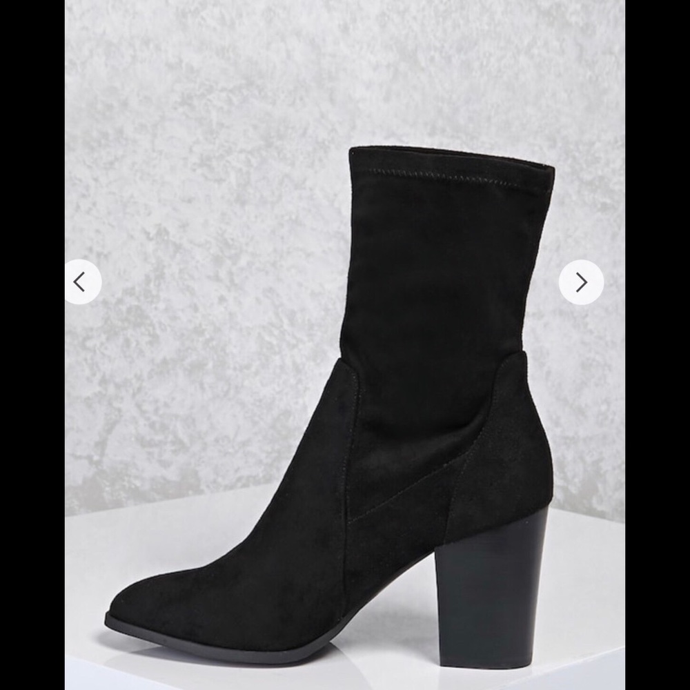 Faux suede sock boots.