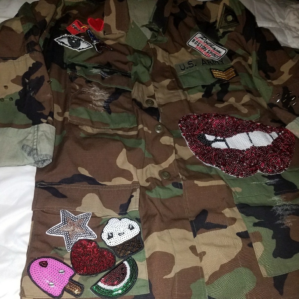 Custom patched army fatigue jacket