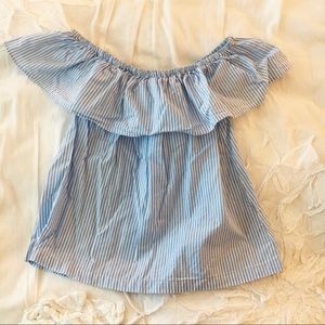 Blue striped off-shoulder top