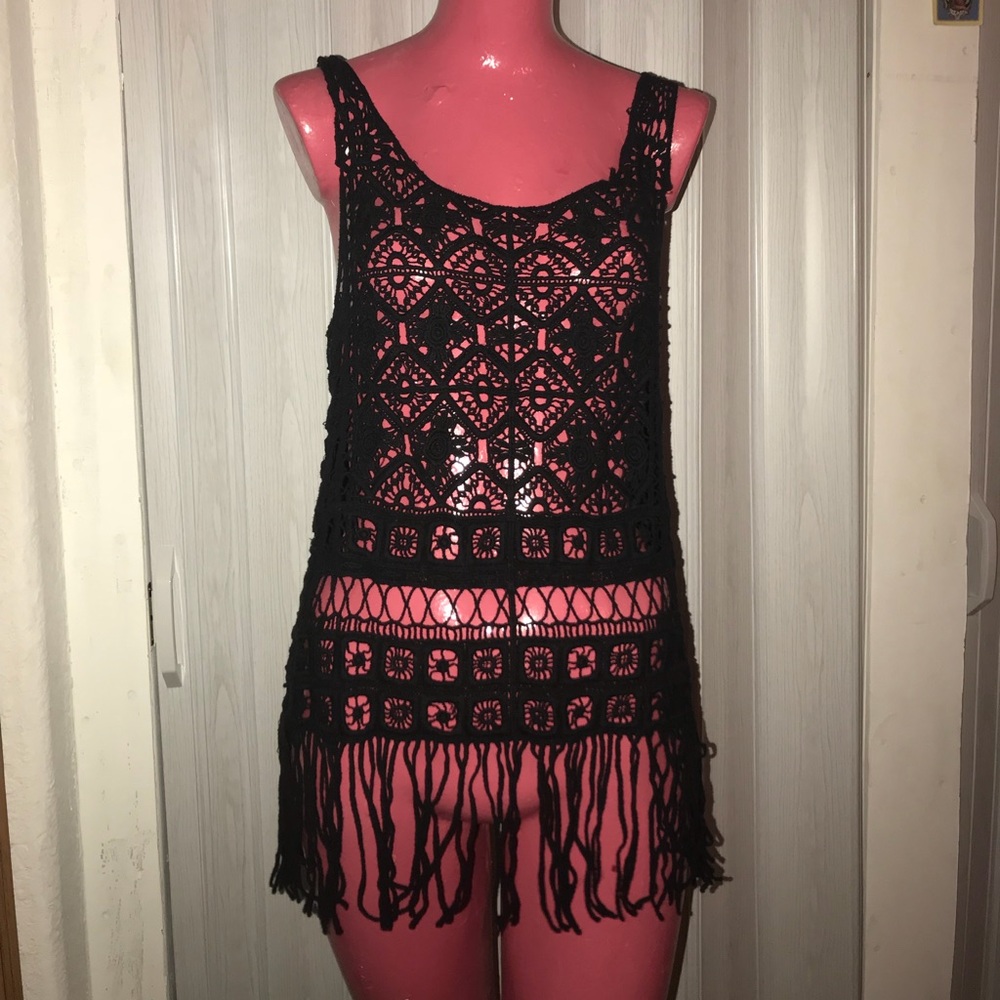 Crochet black tank top