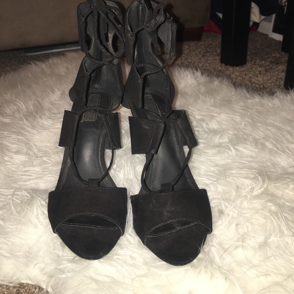 Black lace up heels