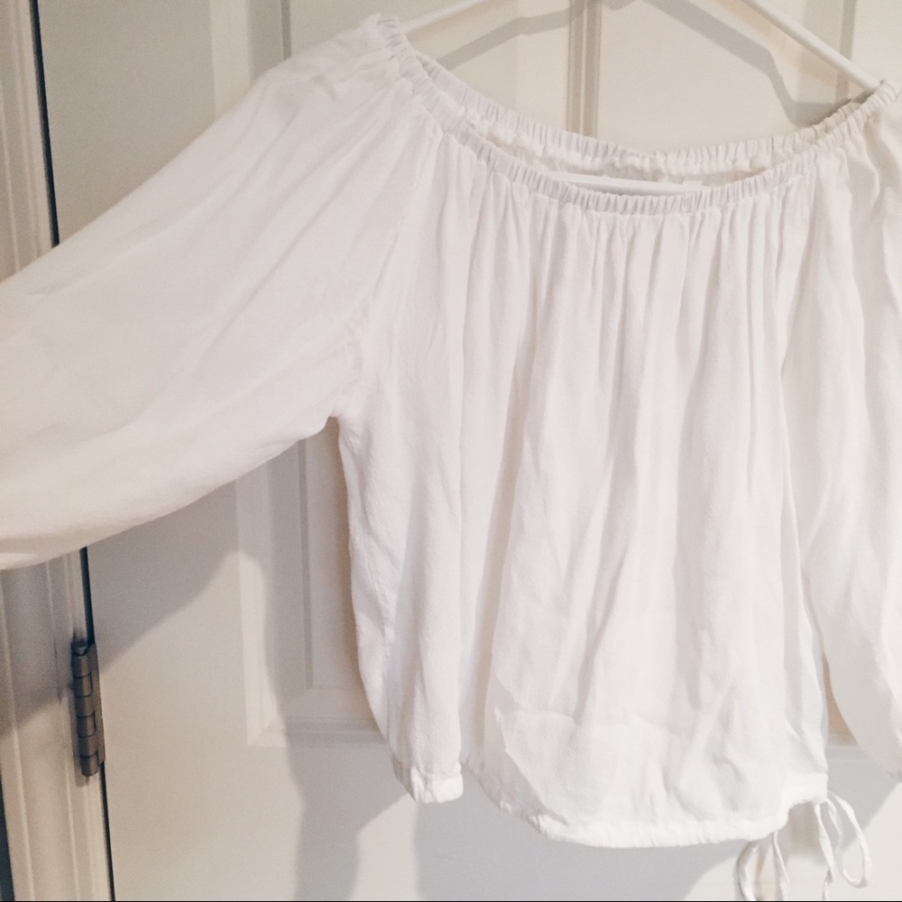 White Chiffon Drawstring Blouse