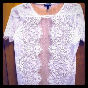 Express White Lace shirt NWOT