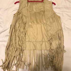 Suede fringe vest
