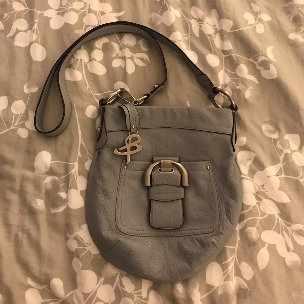 b. makowsky gray leather crossbody