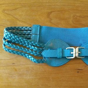 Teal braided belt