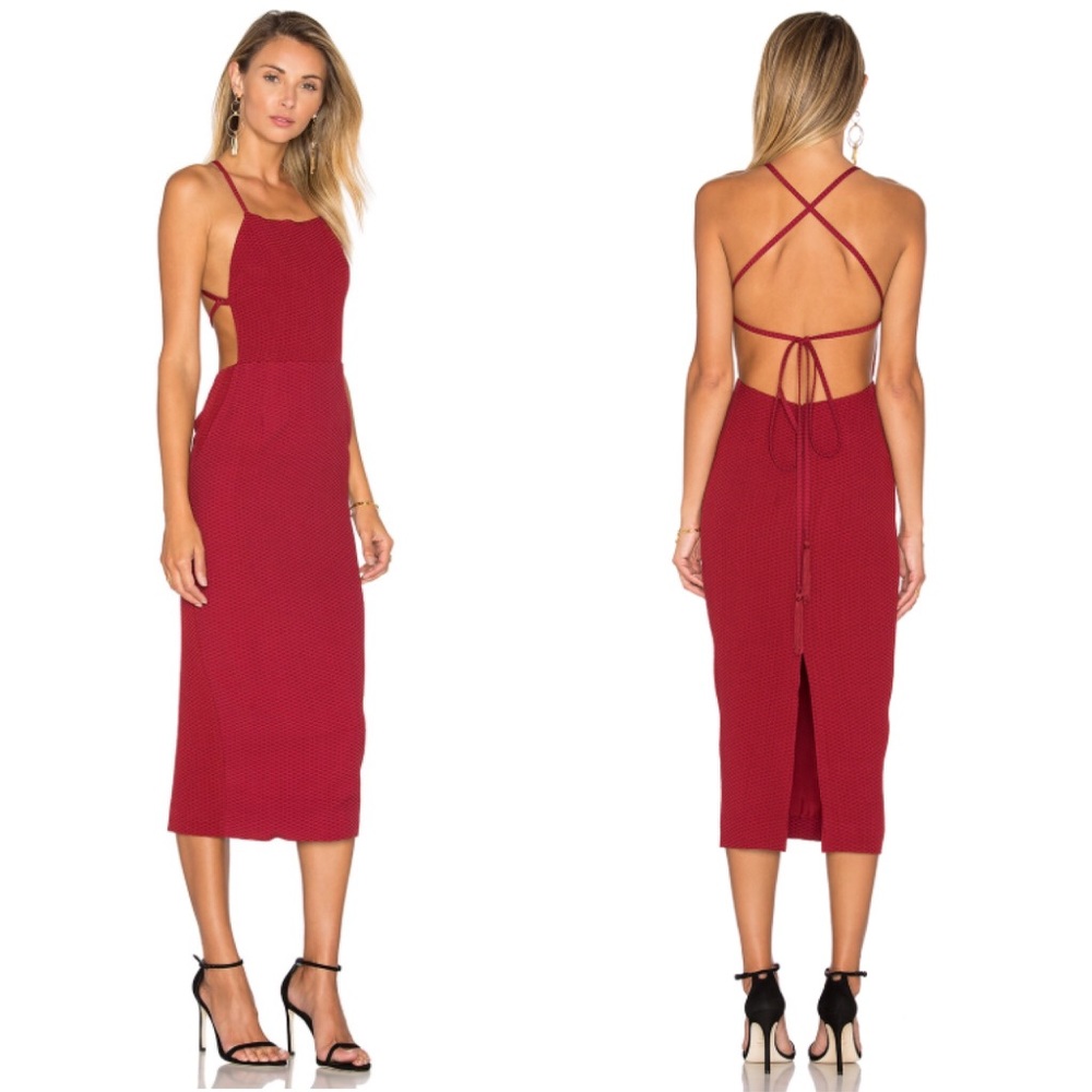 SOLD NWT SCF Camellia Dress in Red Honeycomb - Picture 3 of 7