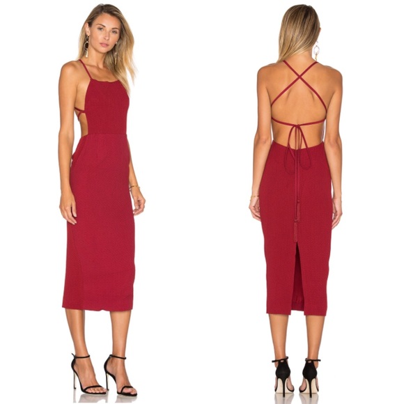 SOLD NWT SCF Camellia Dress in Red Honeycomb - Picture 3 of 7