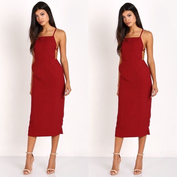 SOLD NWT SCF Camellia Dress in Red Honeycomb - Picture 4 of 7