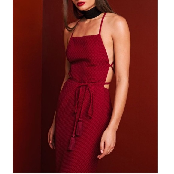 SOLD NWT SCF Camellia Dress in Red Honeycomb - Picture 2 of 7