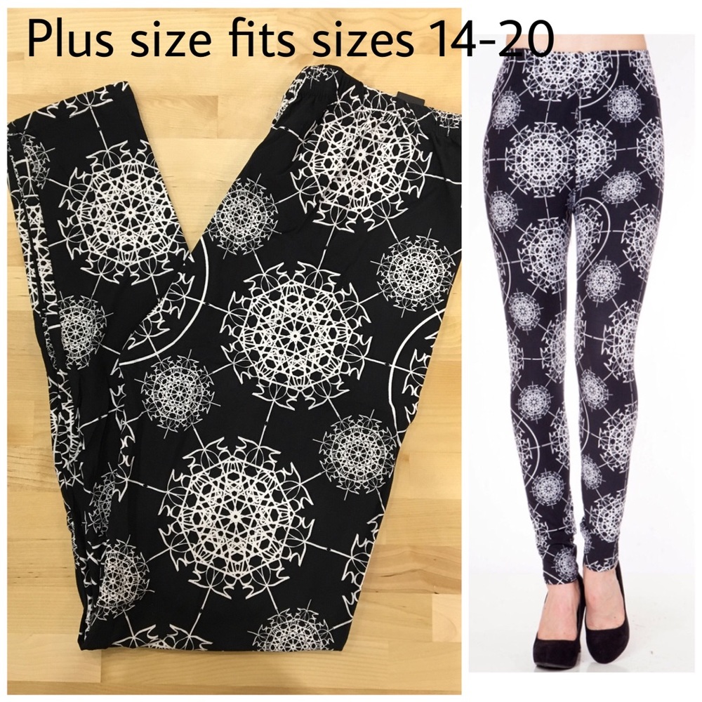 🆕PLUS SIZE black n white mandala leggings