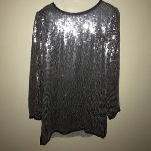 Silver and Black vintage sequin shirt dress