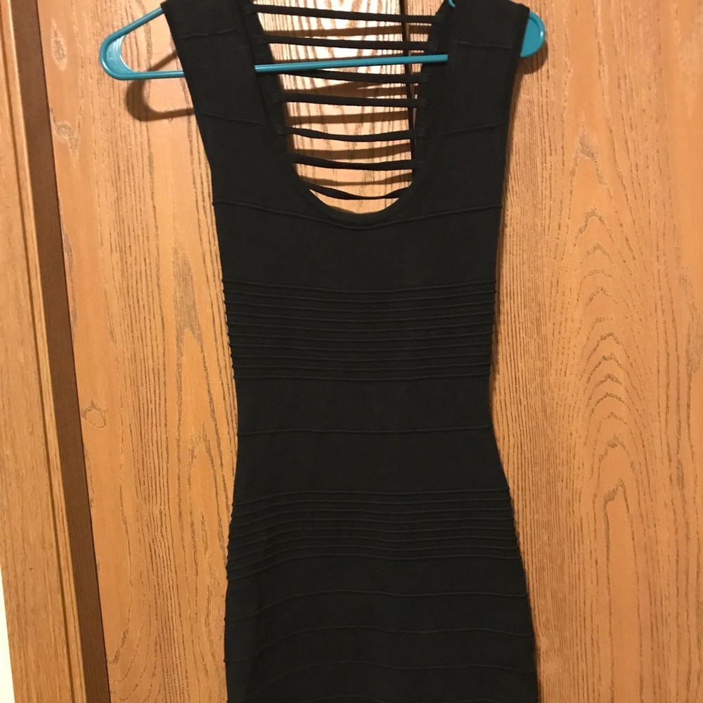 Black striped mini dress
