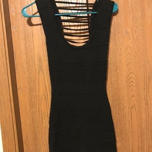 Black striped mini dress
