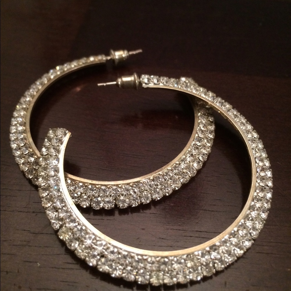 Bebe Rhinestone Hoop Earrings