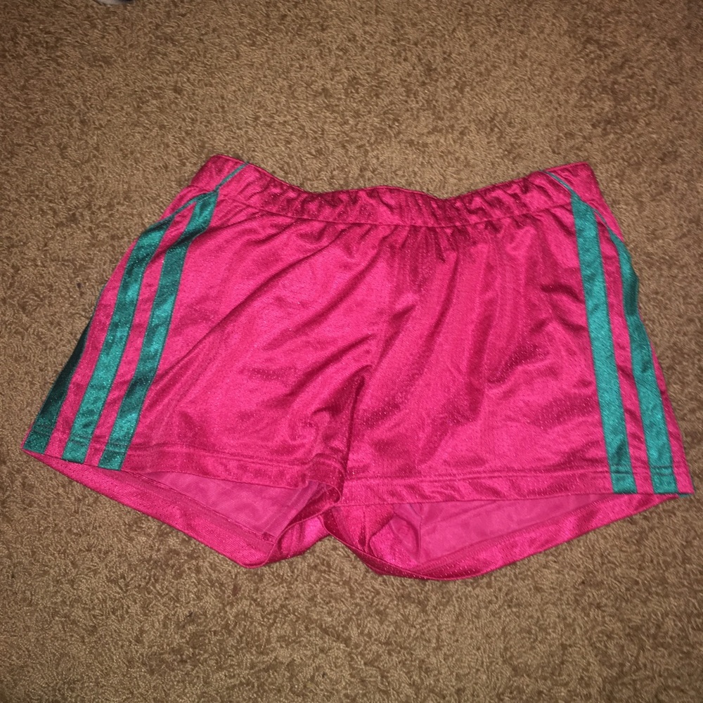 Pink & teal adidas shorts
