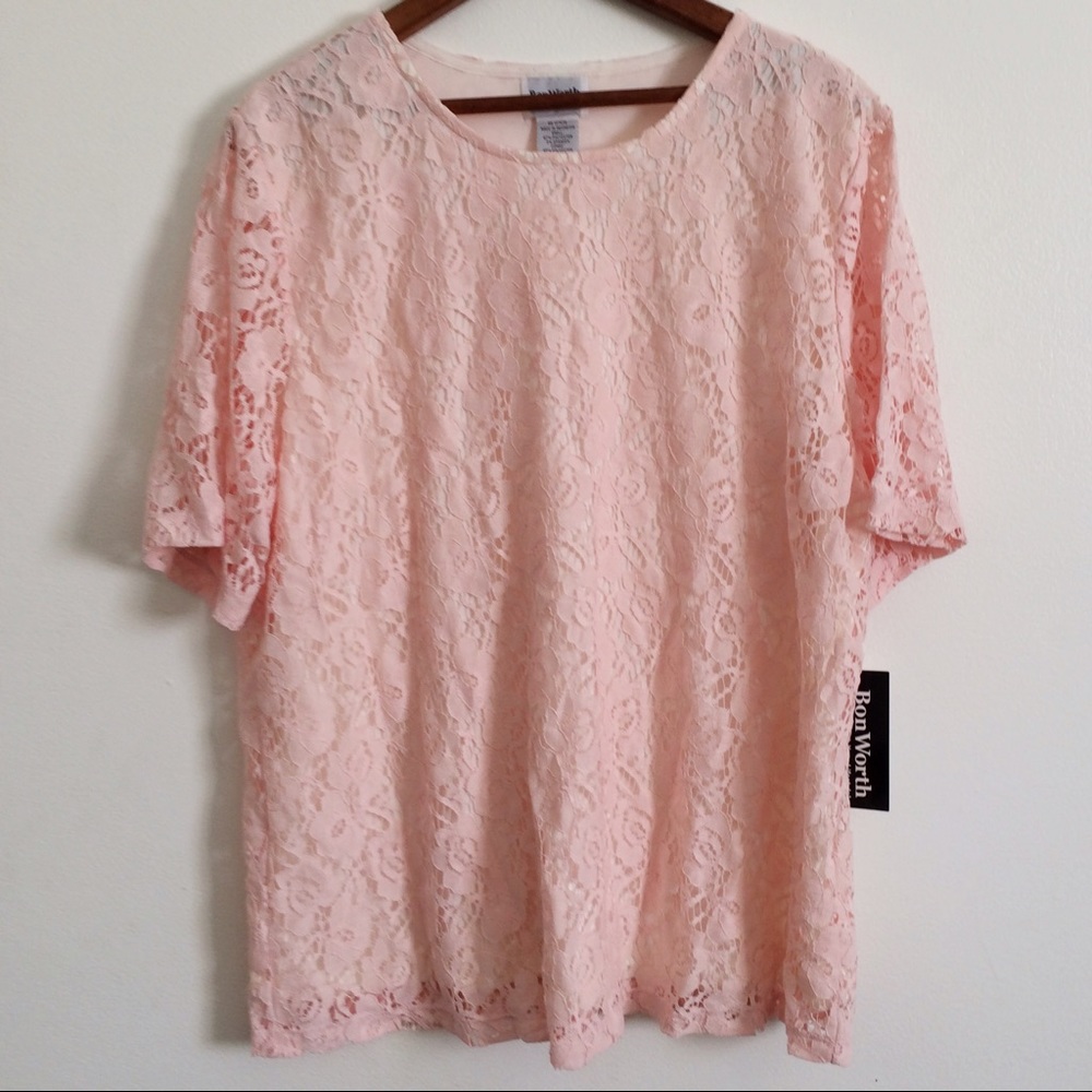 NWT Bon Worth Lace Pink Top