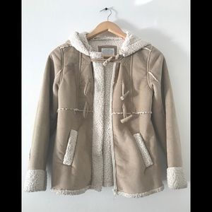 Justice girls coat with Sherpa lining.