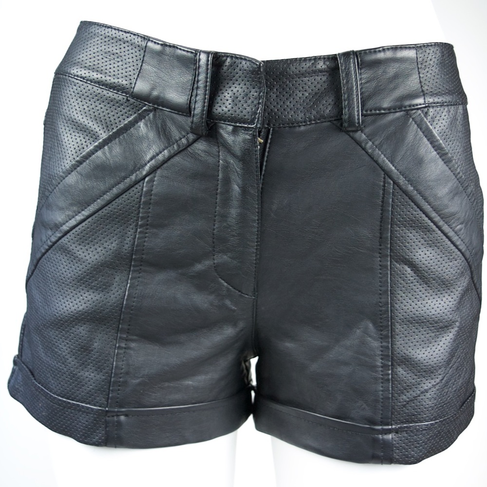French Connection Faux Leather Black Shorts Sz 0