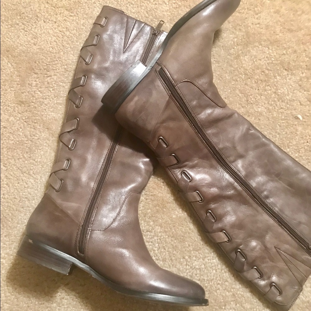 Brown leather boots