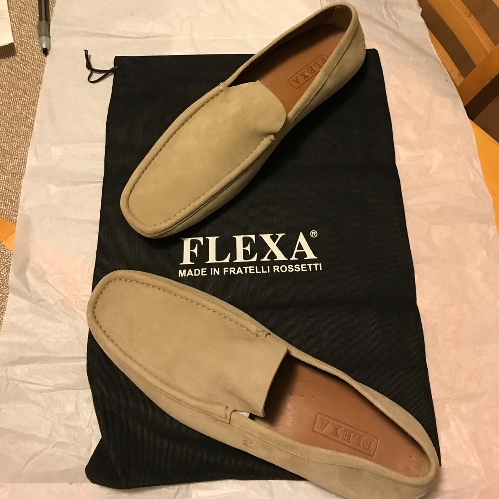 FLEXA MENS BEIGE SUEDE SLIP ON