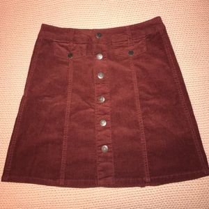 Corduroy Button-Up Skirt
