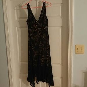 Black lace stretchy knee length dress