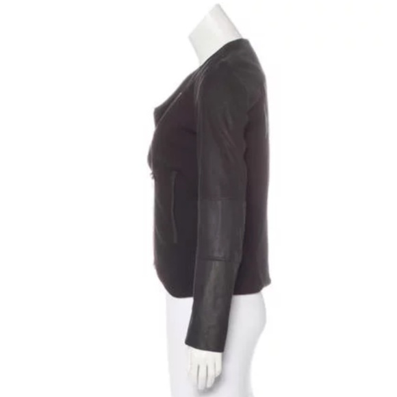 Black leather Helmut Lang jacket w/ jersey panels - Picture 5 of 6