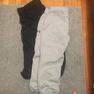 black and gray under armor softball pants