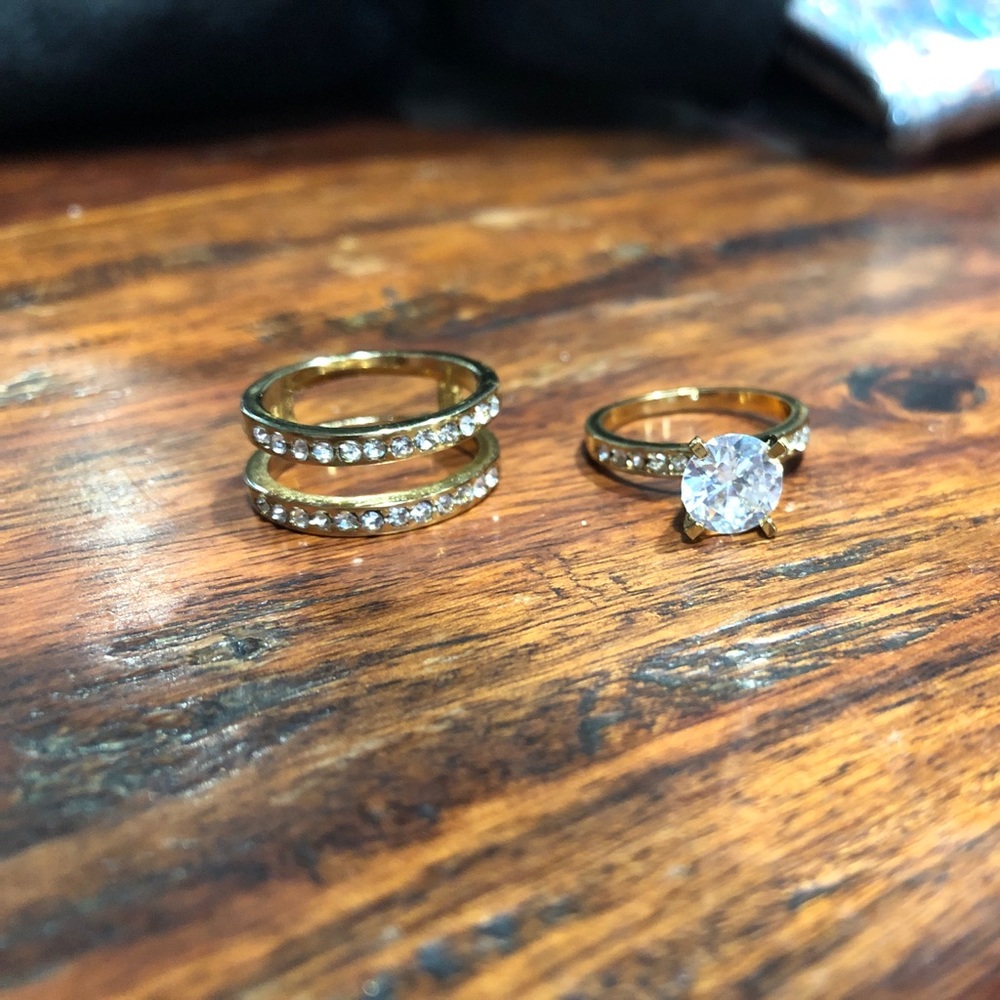 Crystal and Gold Ring Set