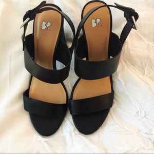 BP Strappy Black Block-heel Shoes